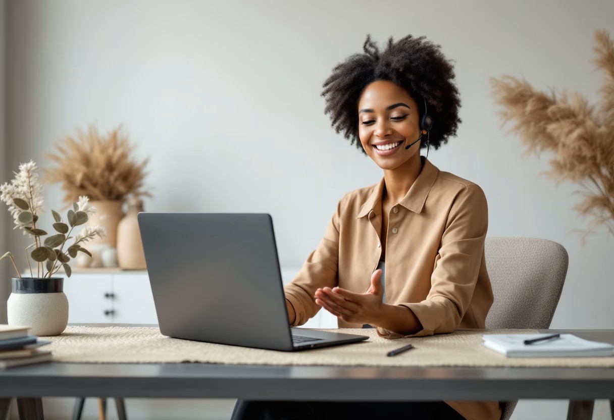 image of an individual providing support assistance for a productivity tools business