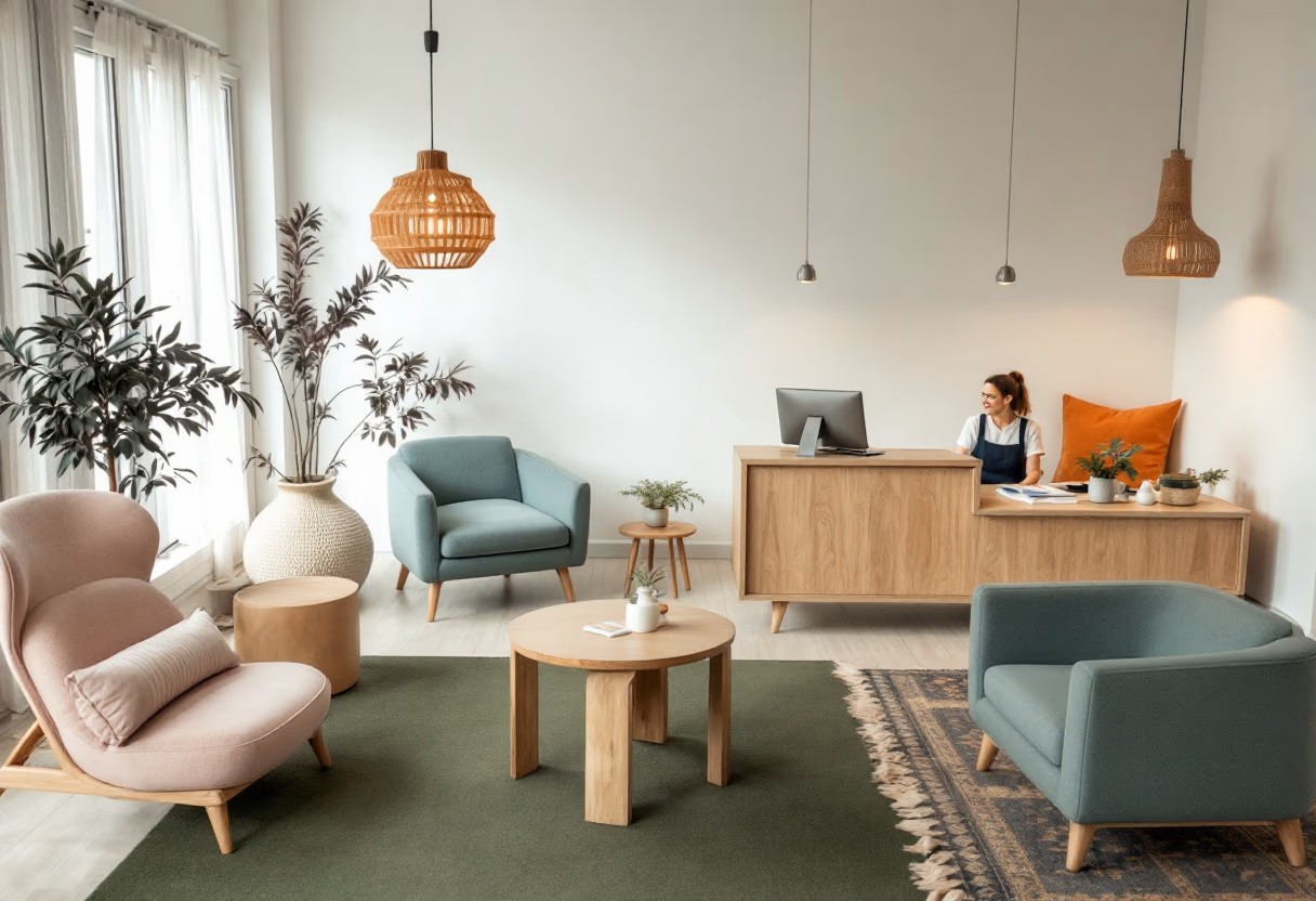 customer at yoga studio reception